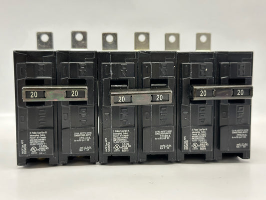 3 PK Siemens B220 Double Pole Circuit Breaker 20A