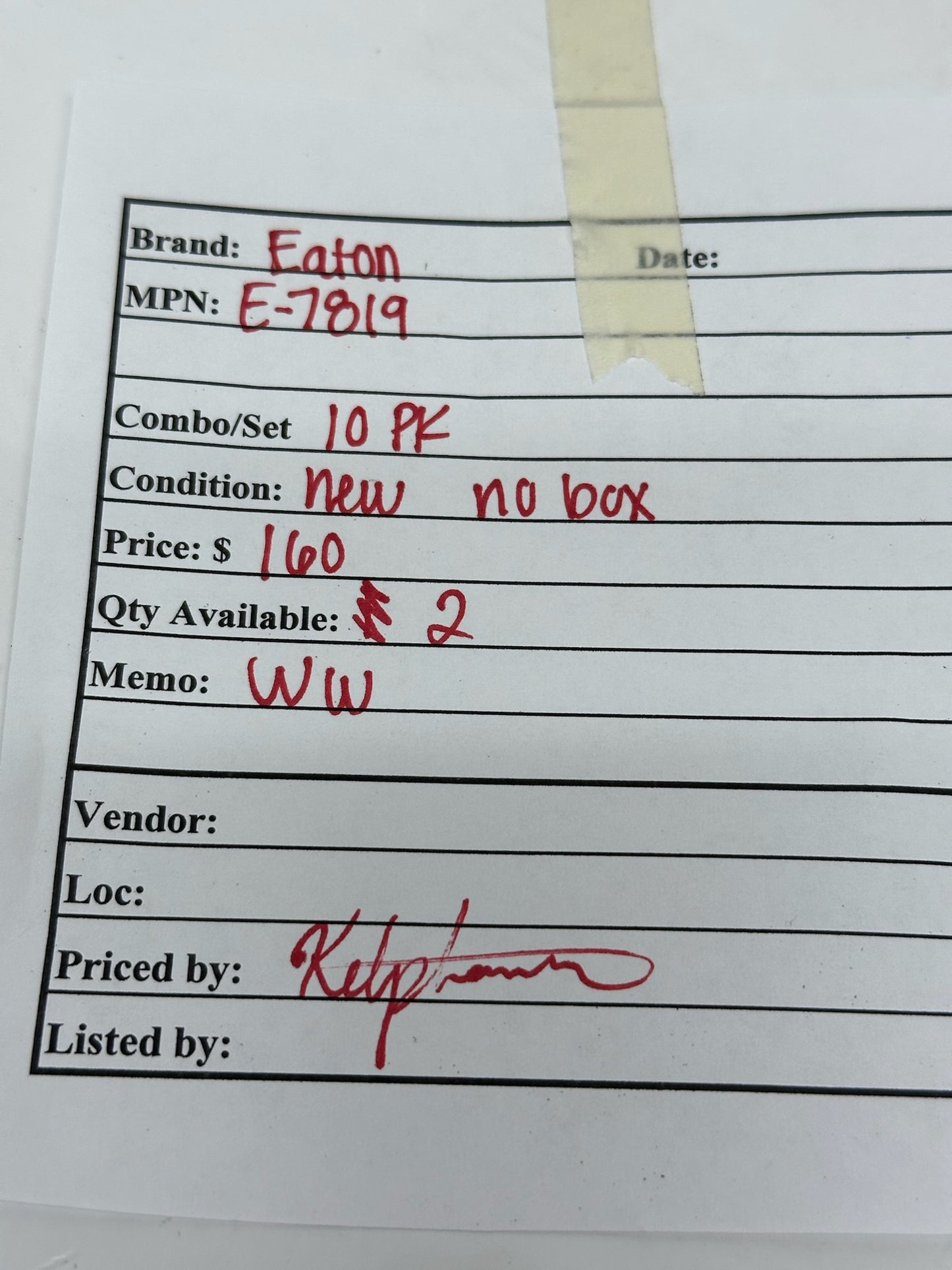 10 PK Eaton / Cutler‑Hammer E‑7819 2‑Pole 120/240 V Molded Case Circuit Breaker