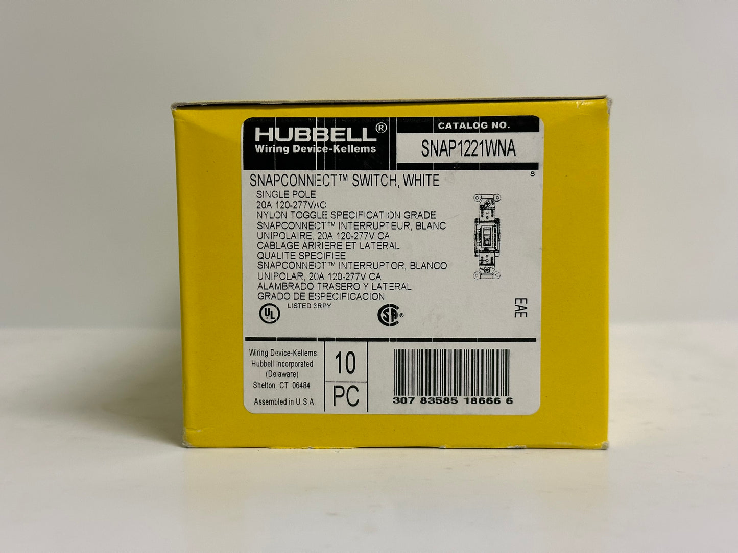 20PK Hubble (SNAP1221WNA) Wall Switch, Toggle Switch Snap-In Module