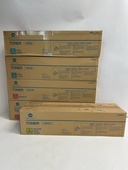 5 New OEM Konica BH C452,C552,C552DS CCMMY Toners TN613 (NO black)