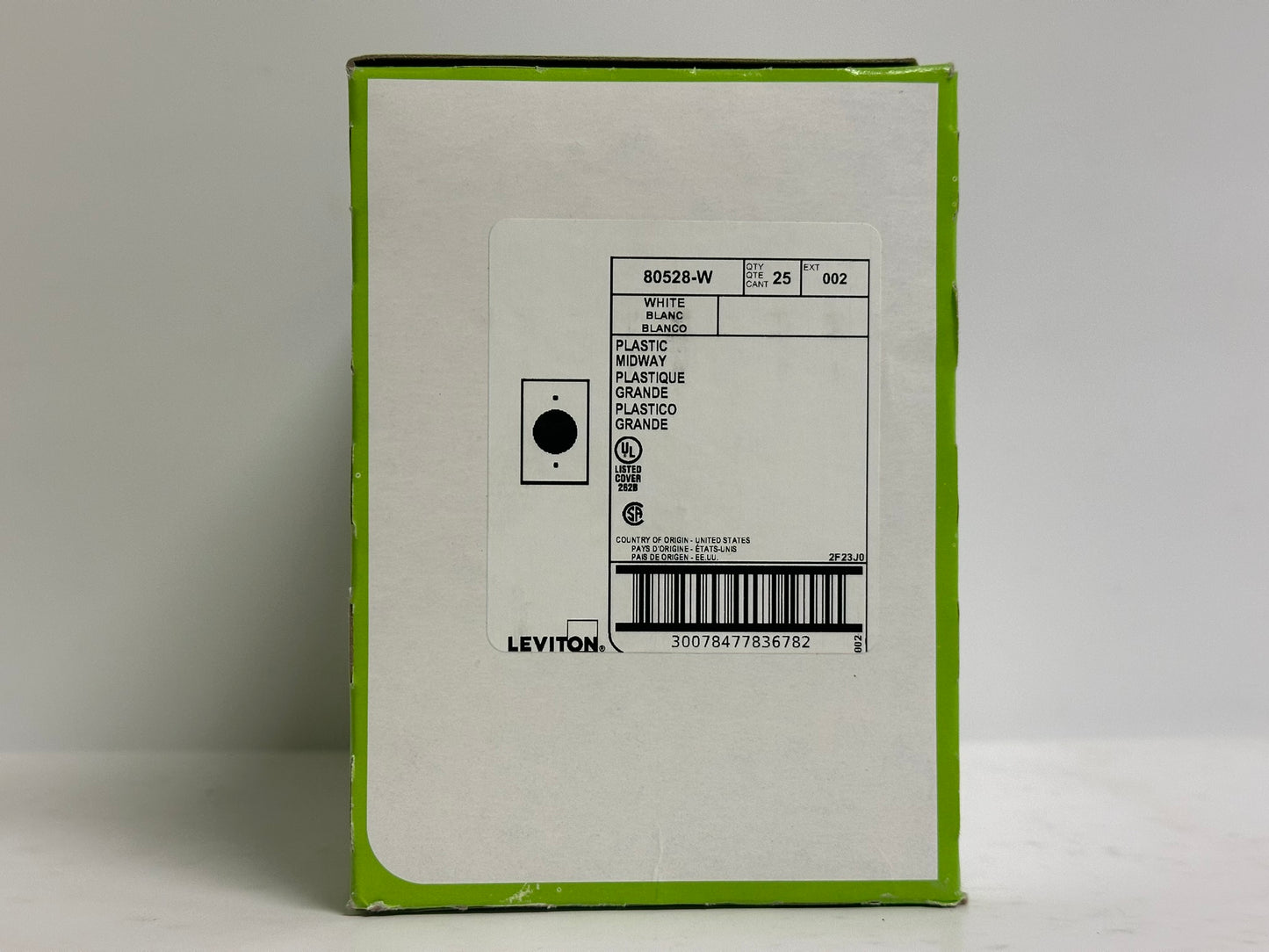 25 PK Leviton (80528-W) 1-Gang Flush Mount Outlet/Receptacle Wall plates