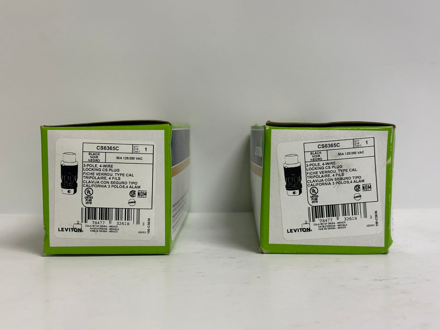 2 PK Leviton (CS6365C) California-Style Industrial Grade Locking Plug