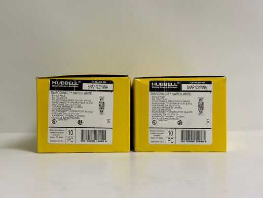 20PK Hubble (SNAP1221WNA) Wall Switch, Toggle Switch Snap-In Module