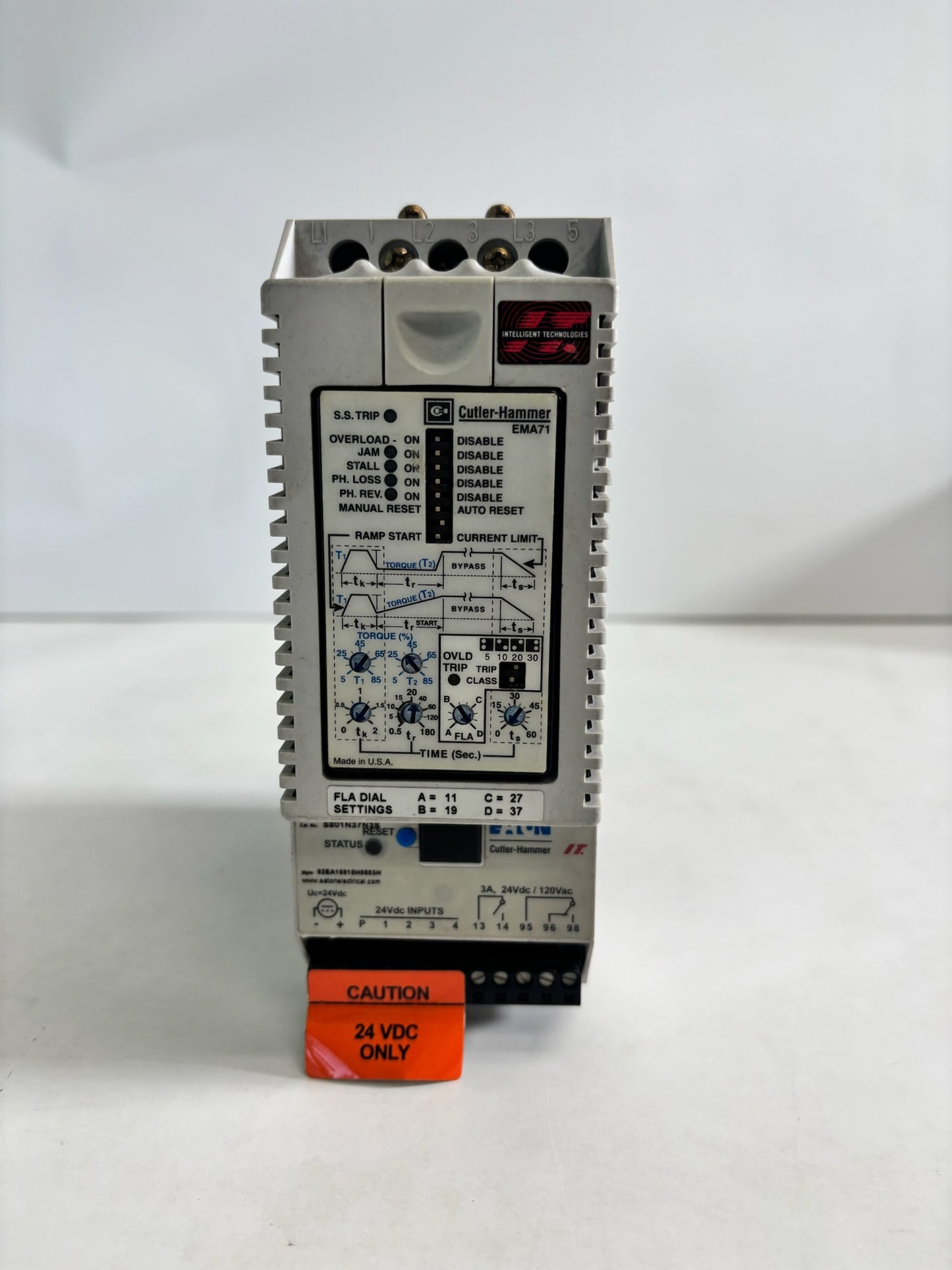 Eaton S801N37N3S Soft Starter, 37A, 200–600VAC, 24VDC Control, N-Frame