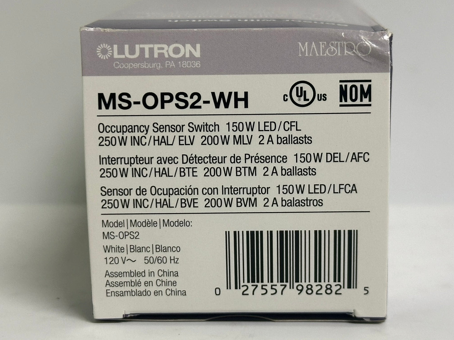 3 PK Lutron (MS-OPS2-WH) Occupancy/Vacancy Sensing Single-Pole Switch