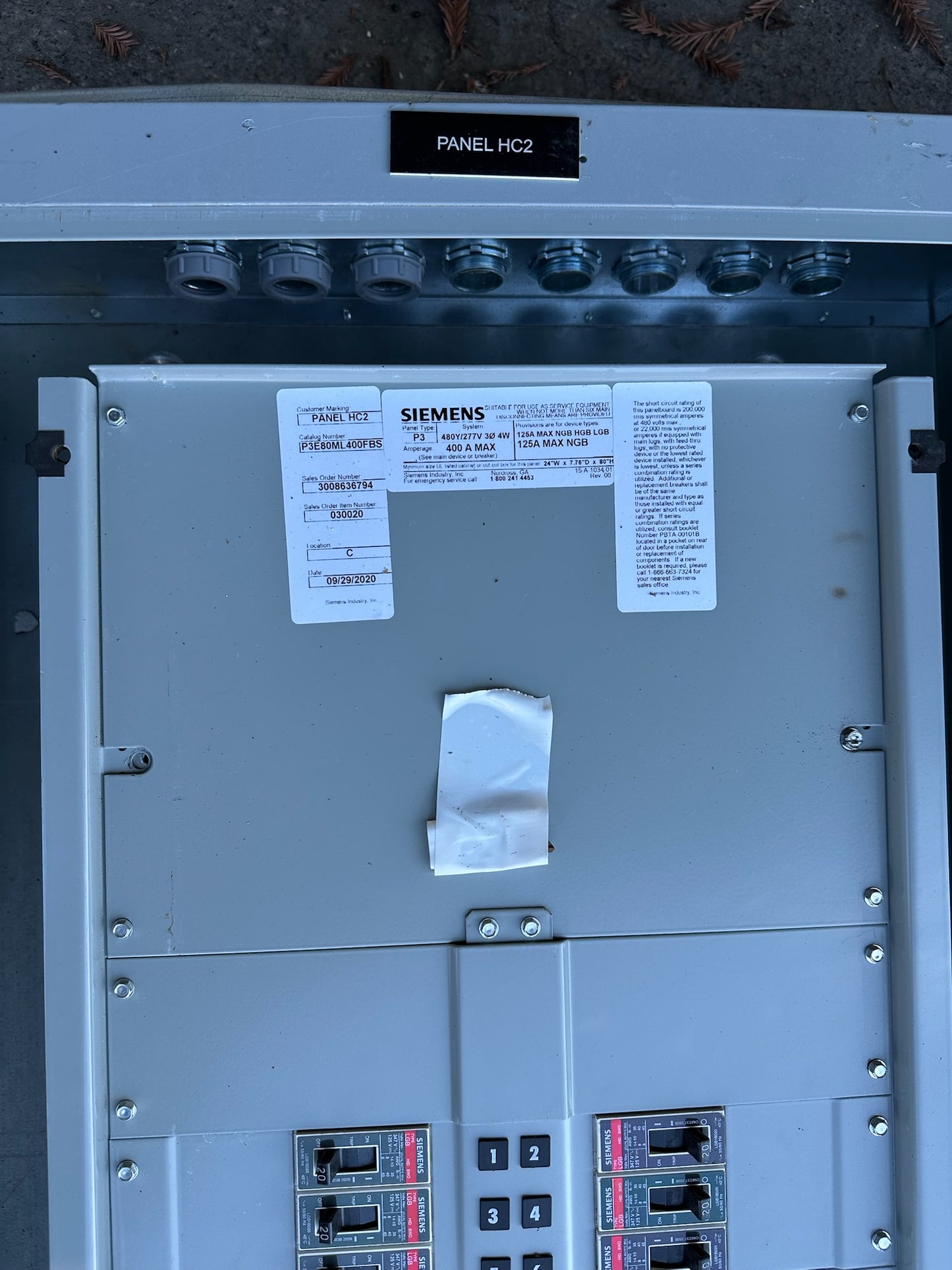 Siemens 480Y/277 V P3E80ML400FBS 400A 3-Phase Grow Light Panelboard 81 Breakers – Grow Facility Power