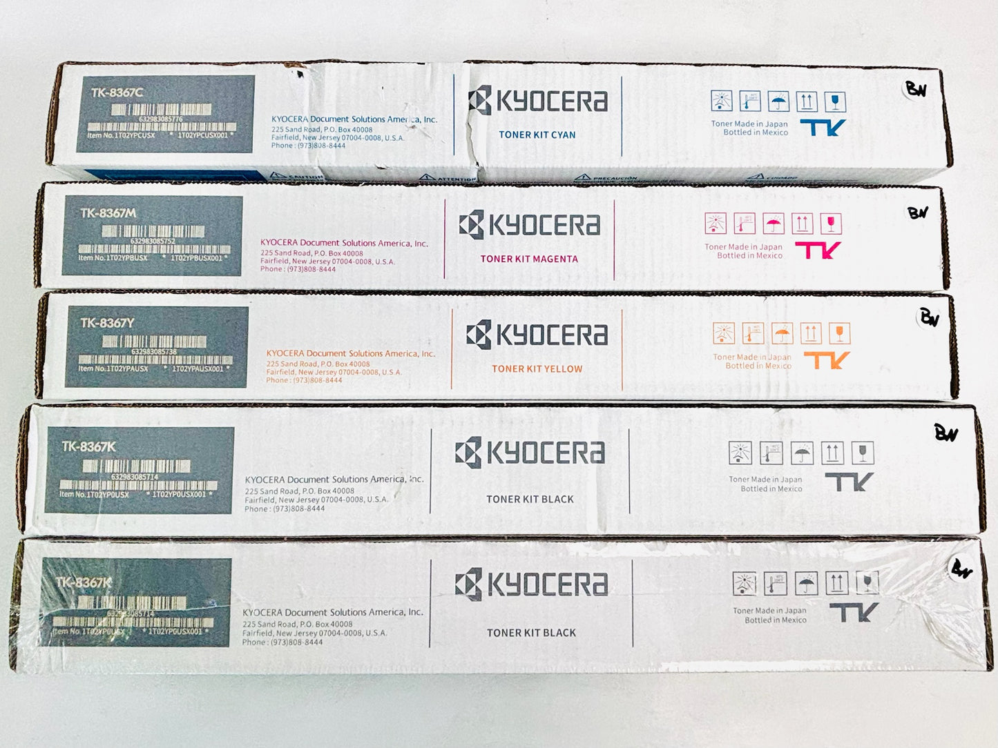 5 Genuine Kyocera TASKalfa 2554ci Cyan, Mag, Yellow & Black Toners TK-8367CMYKK