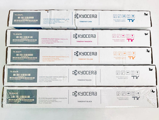 5 Genuine Kyocera TASKalfa 2554ci Cyan, Mag, Yellow & Black Toners TK-8367CMYKK