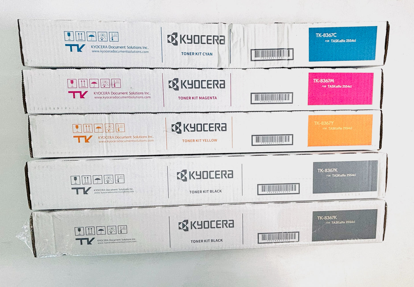 5 Genuine Kyocera TASKalfa 2554ci Cyan, Mag, Yellow & Black Toners TK-8367CMYKK