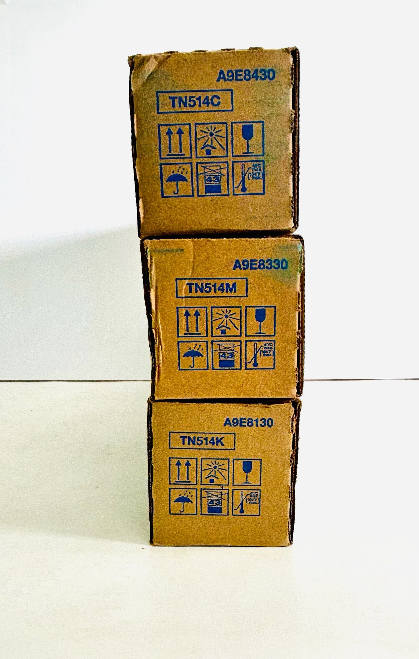 3 Genuine Konica Minolta  C458,C558,C658 Cyan, Magenta & Black Toners TN514CMK