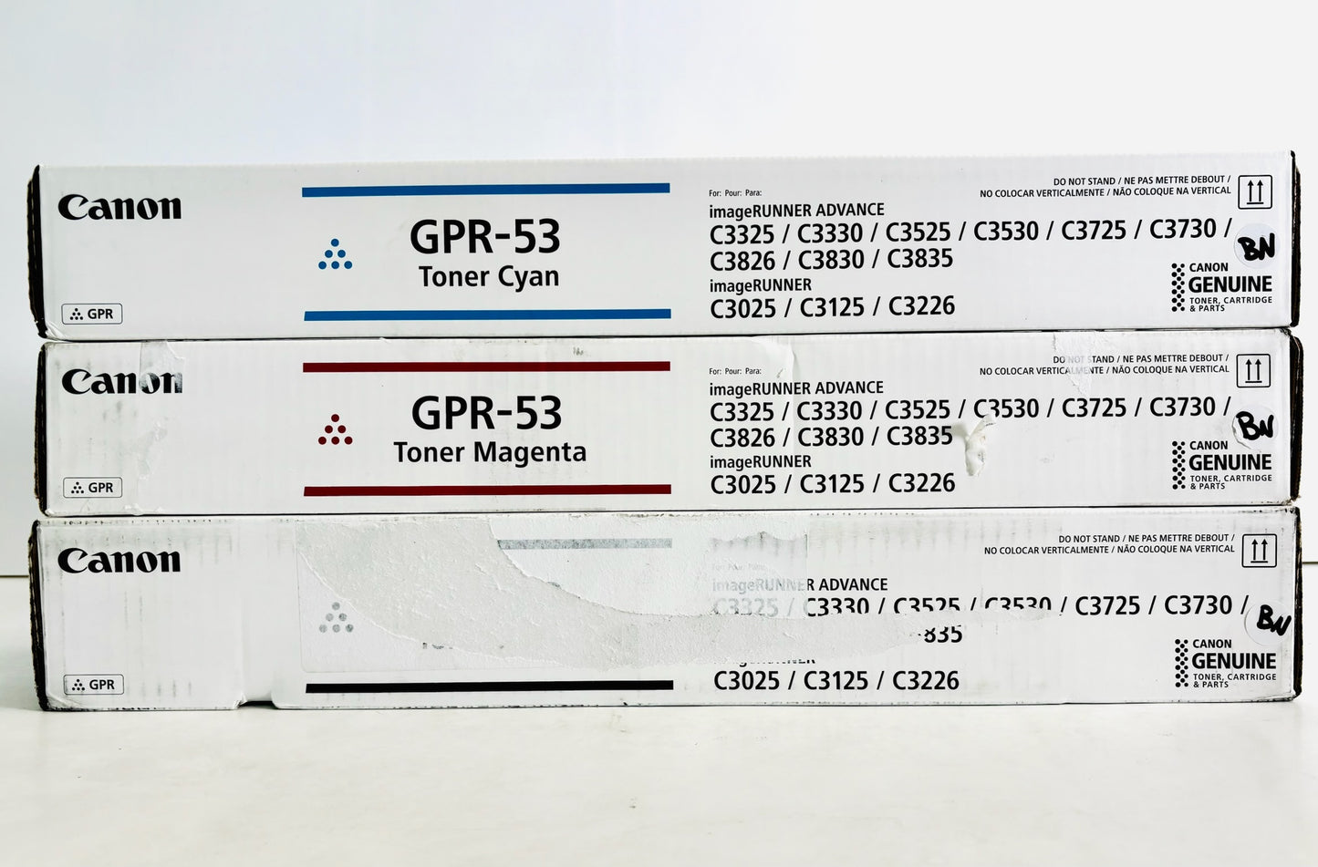 3 Genuine Canon iRAC3325i,C3330i,C3525i Cyan, Magenta & Black Toners GPR53CMK