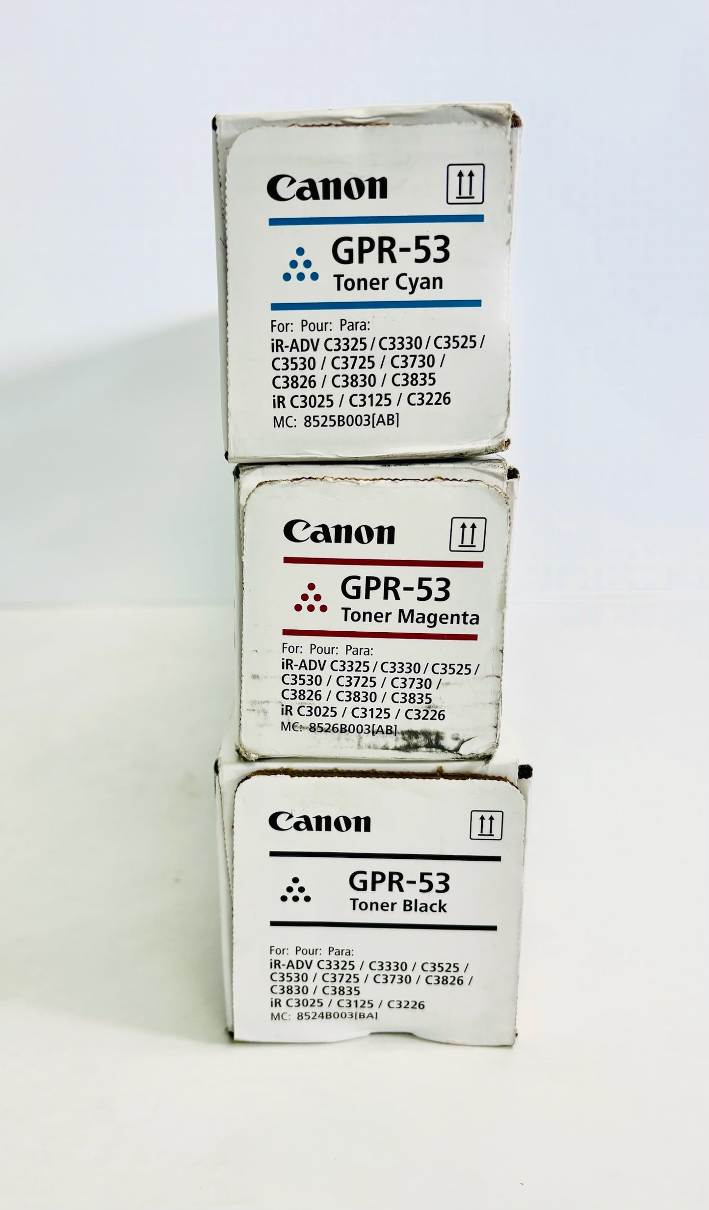 3 Genuine Canon iRAC3325i,C3330i,C3525i Cyan, Magenta & Black Toners GPR53CMK
