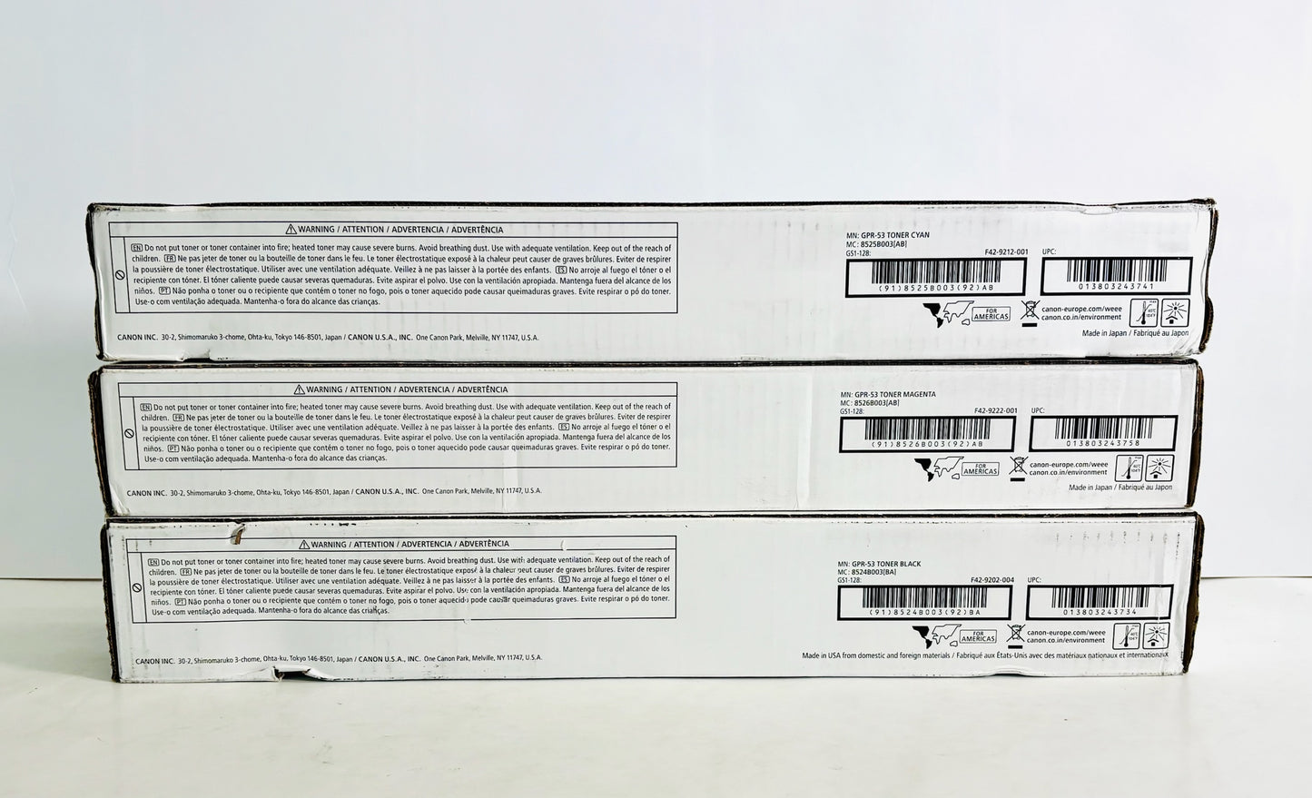 3 Genuine Canon iRAC3325i,C3330i,C3525i Cyan, Magenta & Black Toners GPR53CMK