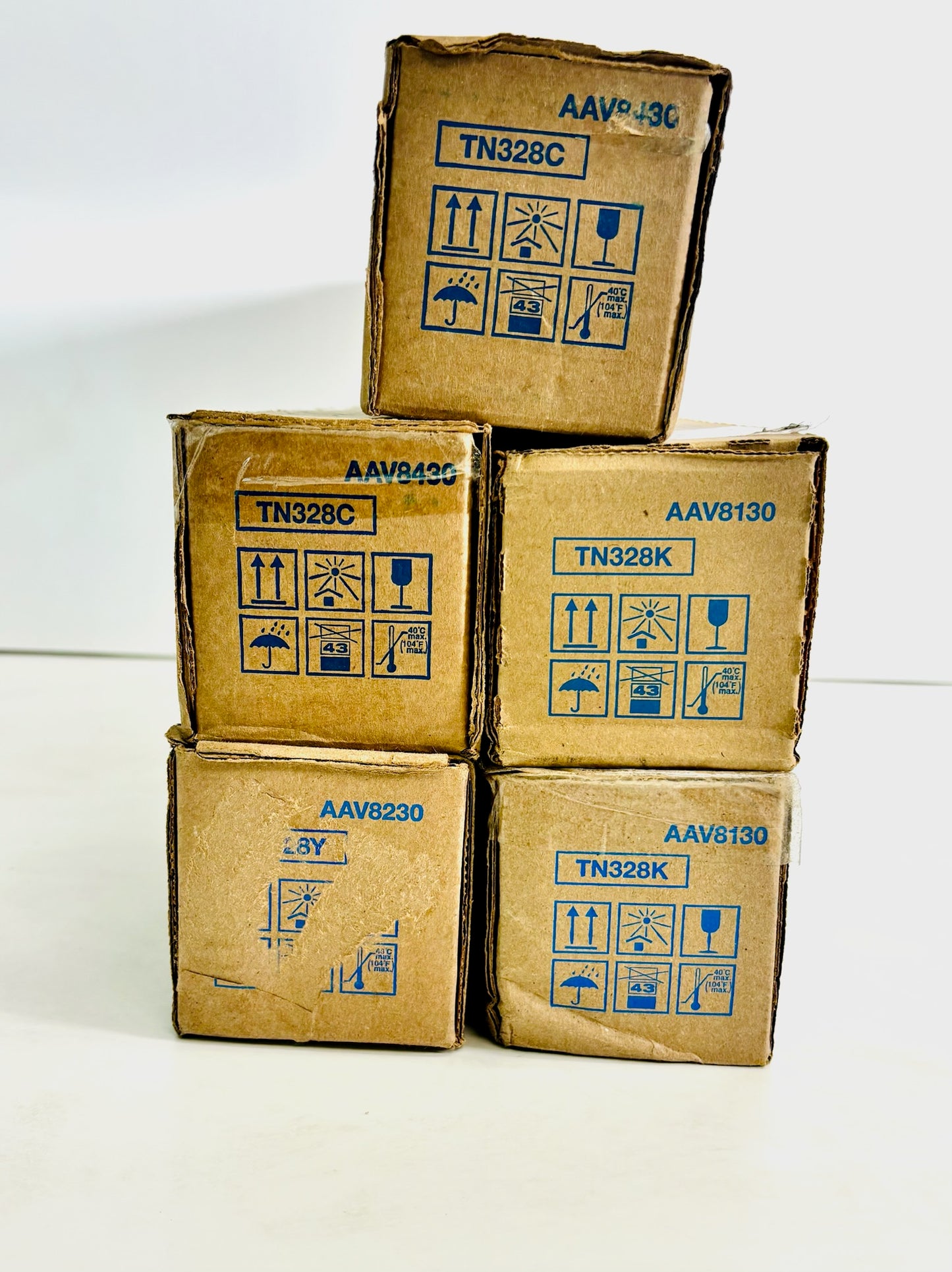 5 Genuine Konica bizhub C250, C300 Cyan, Yellow & Black Toners TN328 CCYKK