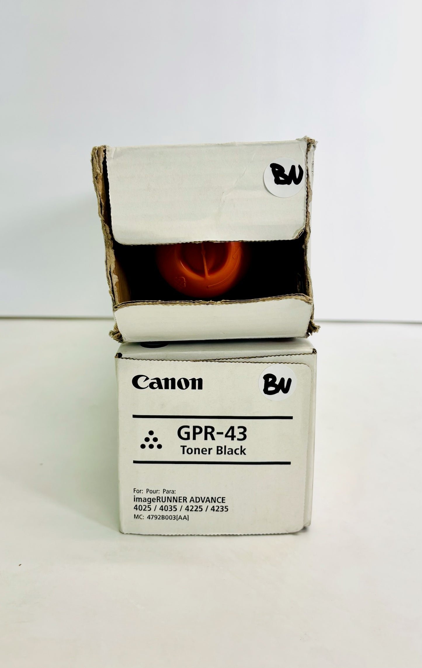 2  Genuine Canon iRUNNER 4025,4235 Black Toners GPR-43, GPR43 (1 New & 1 Open)