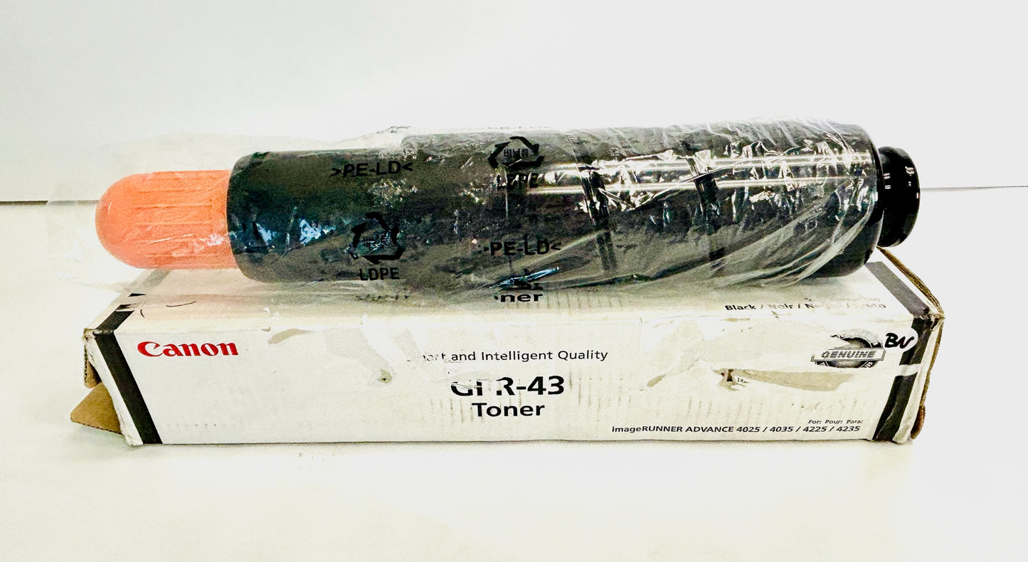 2  Genuine Canon iRUNNER 4025,4235 Black Toners GPR-43, GPR43 (1 New & 1 Open)