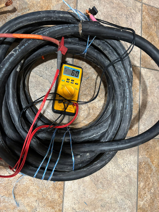 60 FT- SOOW Portable Cord 4 Conductors, 2 AWG, Black/Green/Red/White Wire