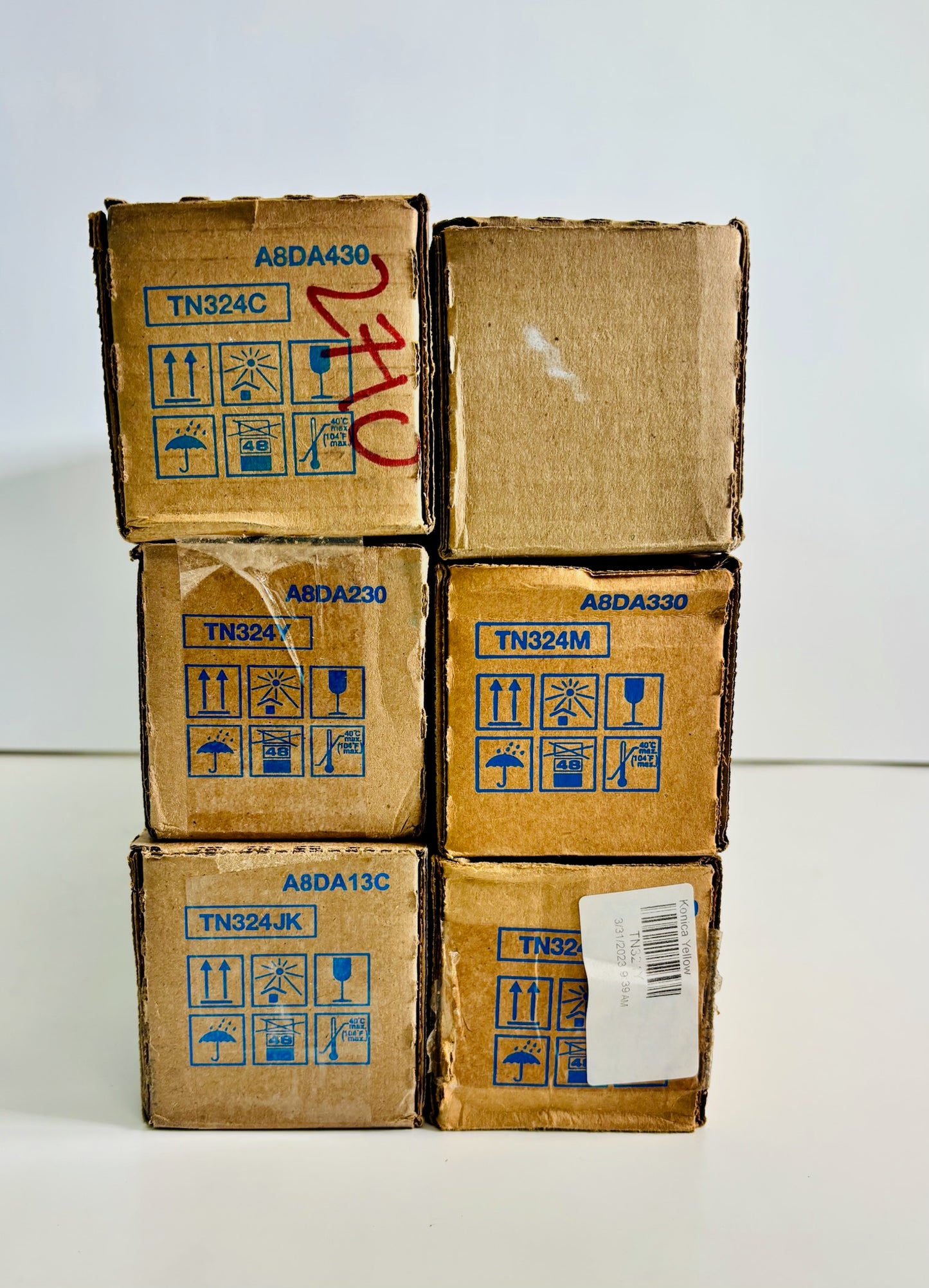 6 Cosmetic Genuine Konica BizHub C258,C308,C368 CC,M,YY,JK Toners TN324