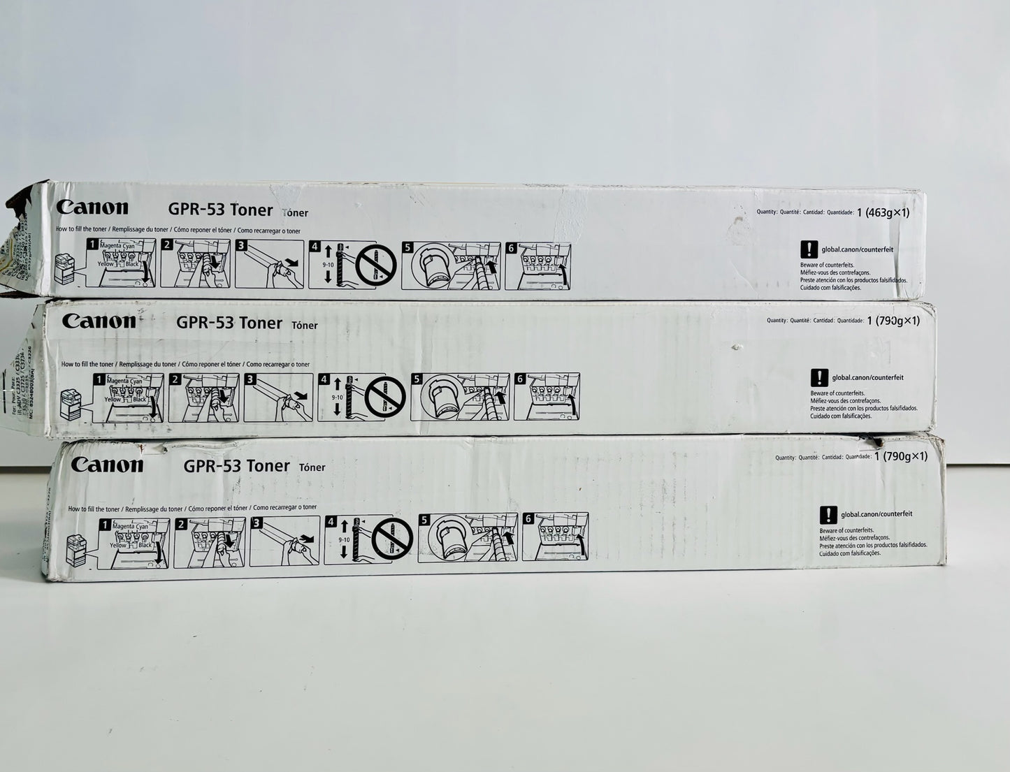 3 Open OEM Canon iR ADV C3325i, C3835 Yellow & Black Toner Cartridges GPR-53 YKK