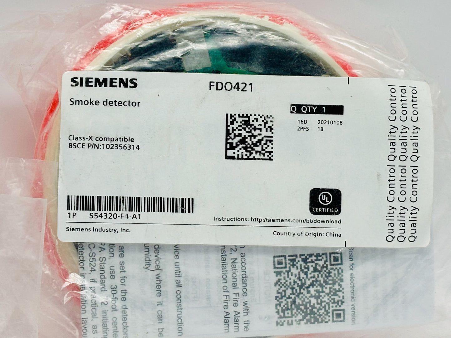 2 PK Siemens FDO421 Addressable Photoelectric Smoke Detector