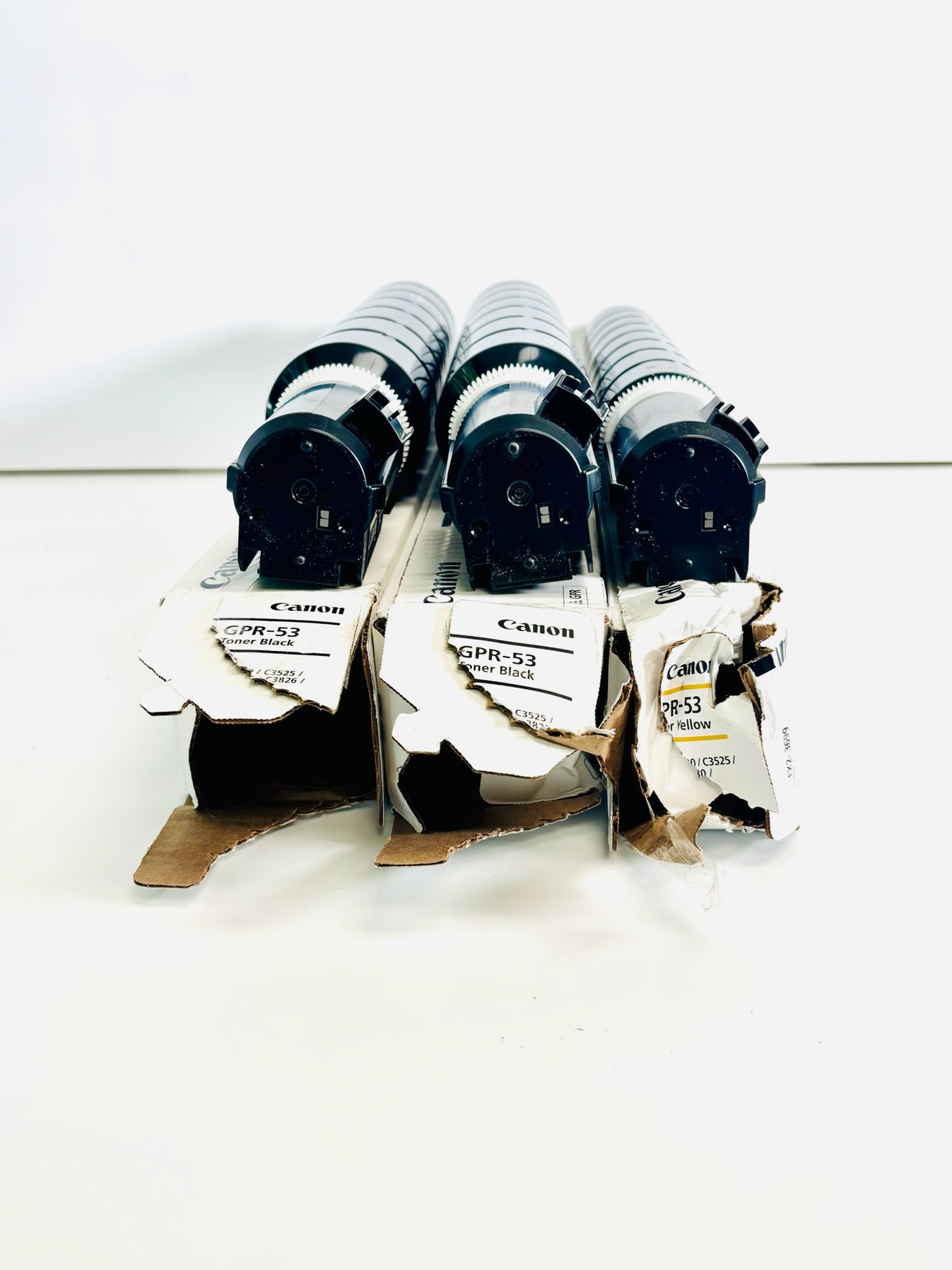 3 Open OEM Canon iR ADV C3325i, C3835 Yellow & Black Toner Cartridges GPR-53 YKK