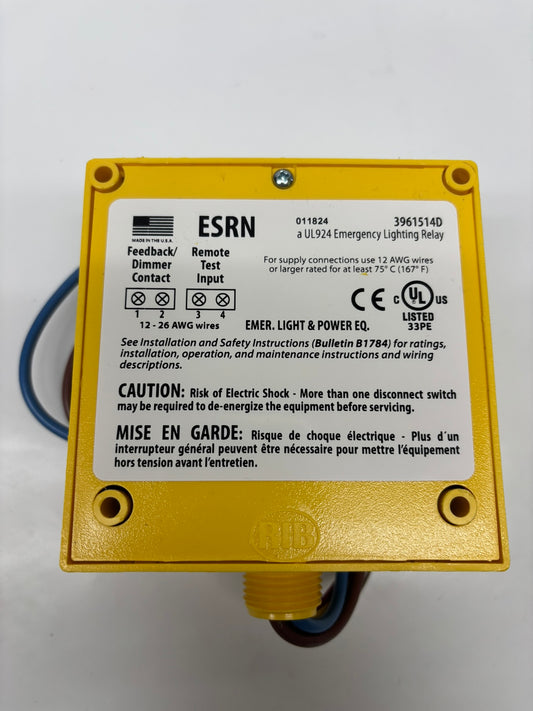 RIB ESRN UL924 Emergency Lighting Relay 120-277 Vac 20 Amp