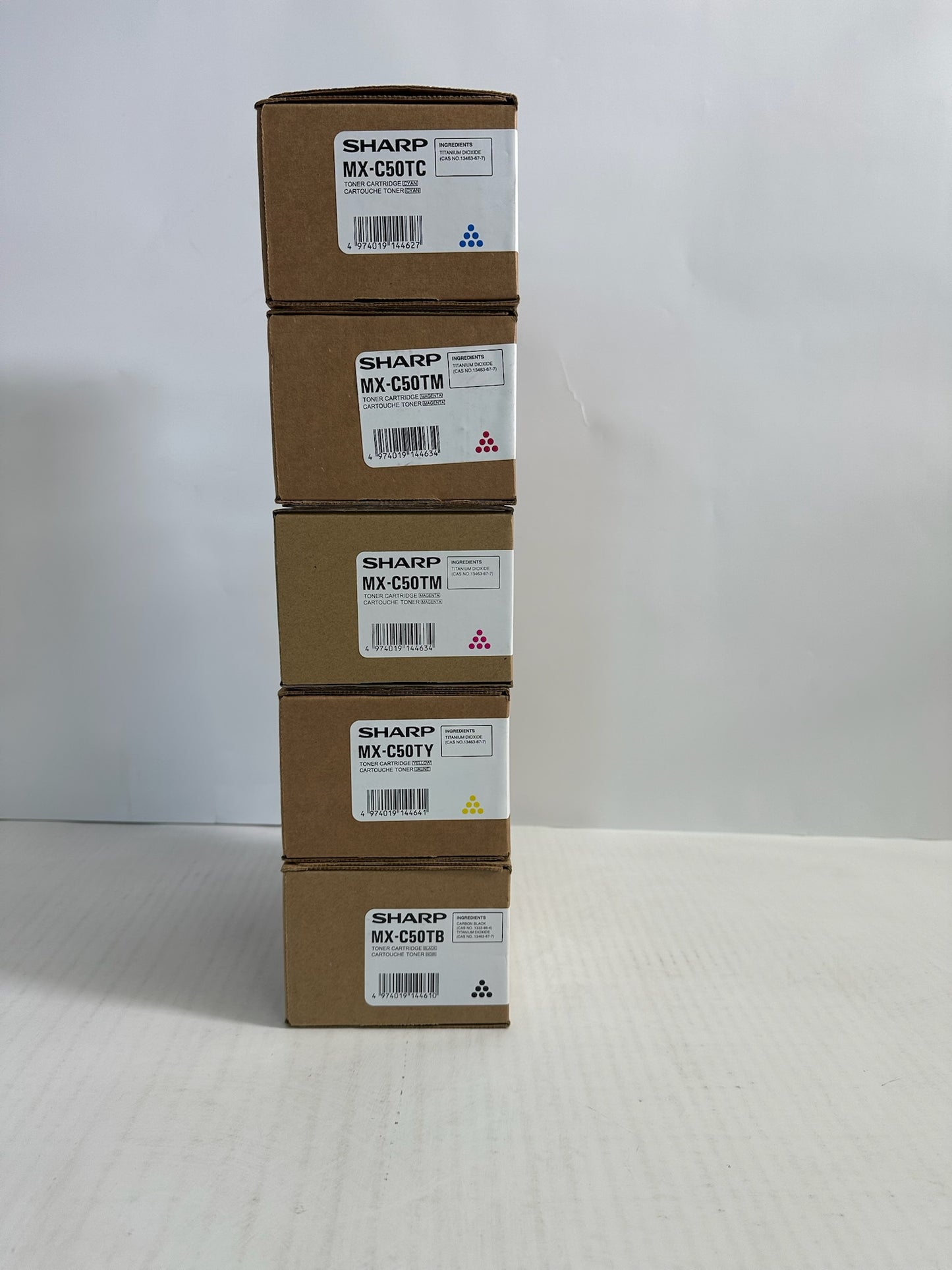 5 New OEM Sharp MX-C407F, MX-C507F CMMYK Toners MX-C50T, MXC50T