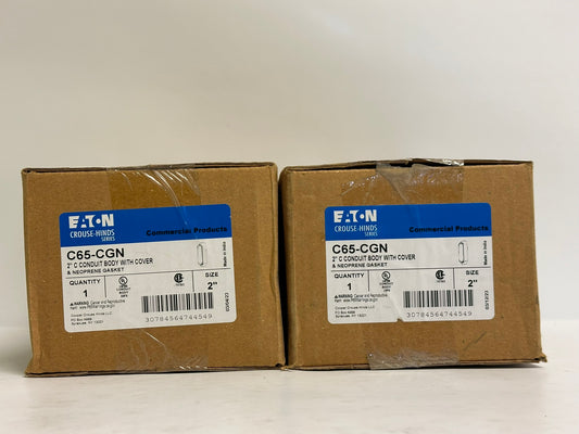 2 PK Eaton Crouse Hinds (C65-CGN) 2" C-Type Conduit Body With Cover