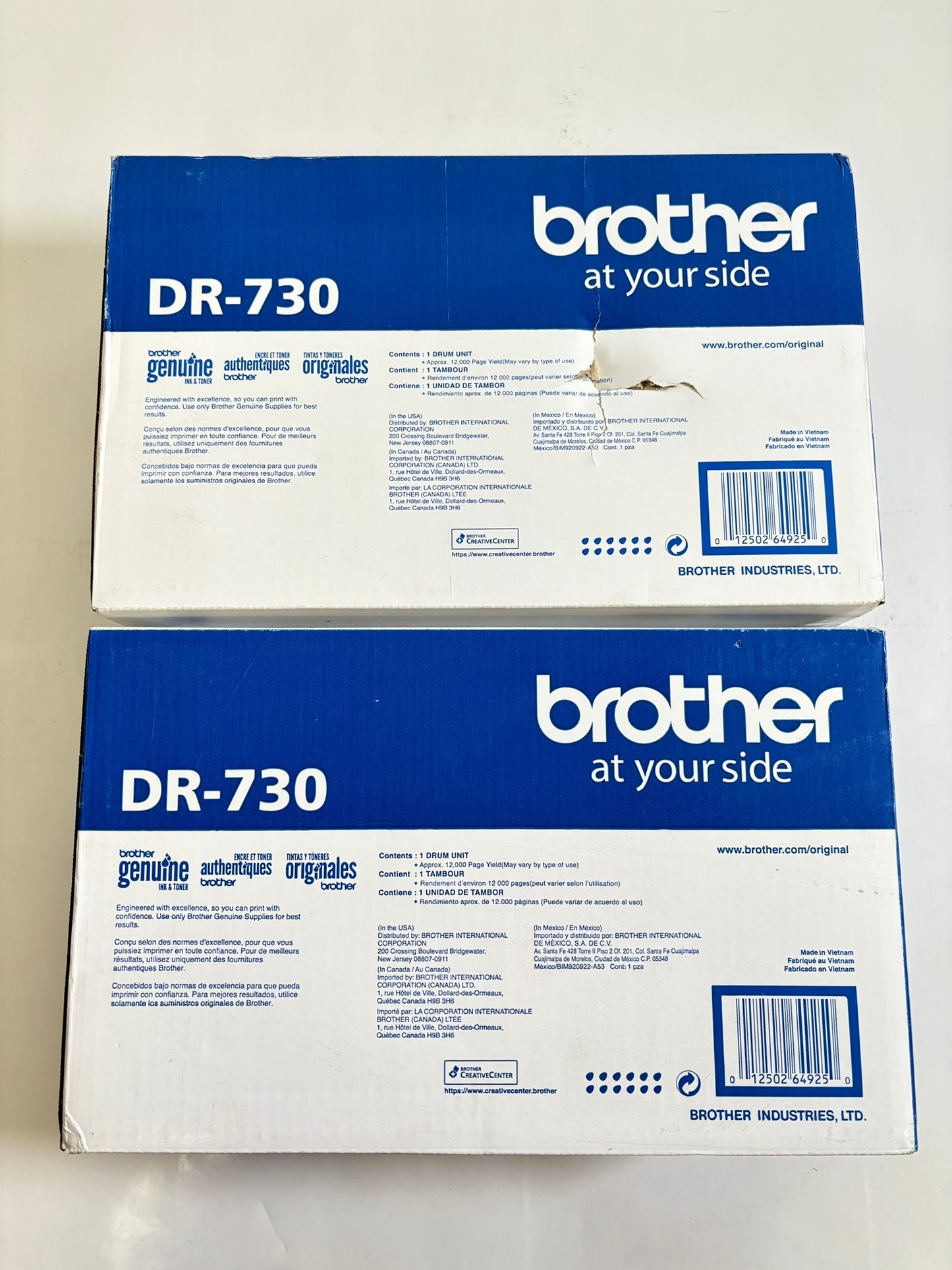 2 OEM Brother DCP-L2550DW,L2370DW,L2750DW Drum Units DR730, DR-730