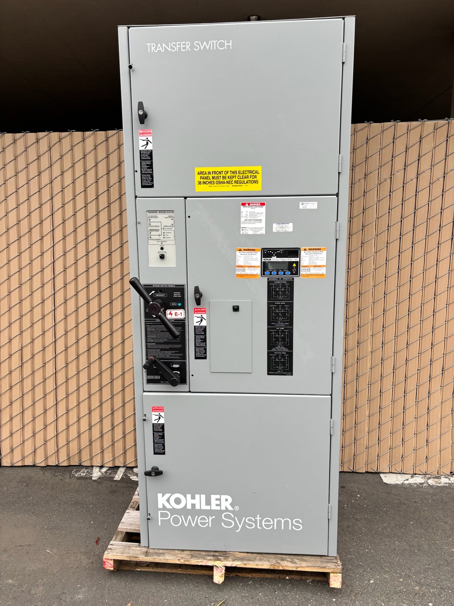 Kohler KBP-DMVA-0600S 600 AMP 480V Emergency Auto Transfer Switch W Bypass 01/15
