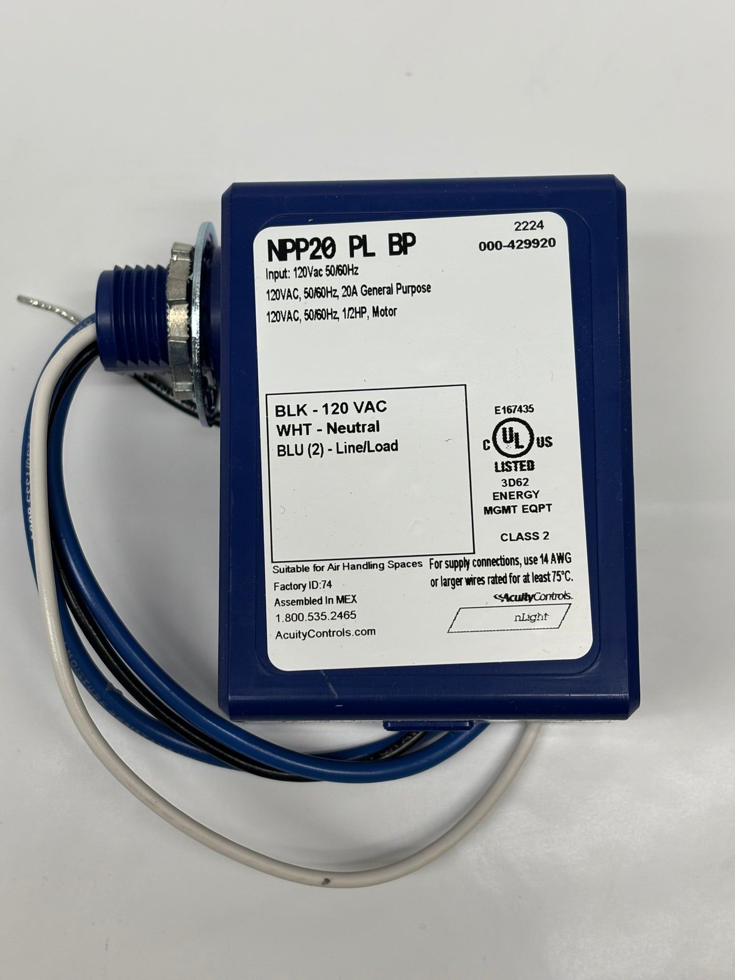Acuity NPP20 PL BP 120 Volt Plug Load Control Power Pack
