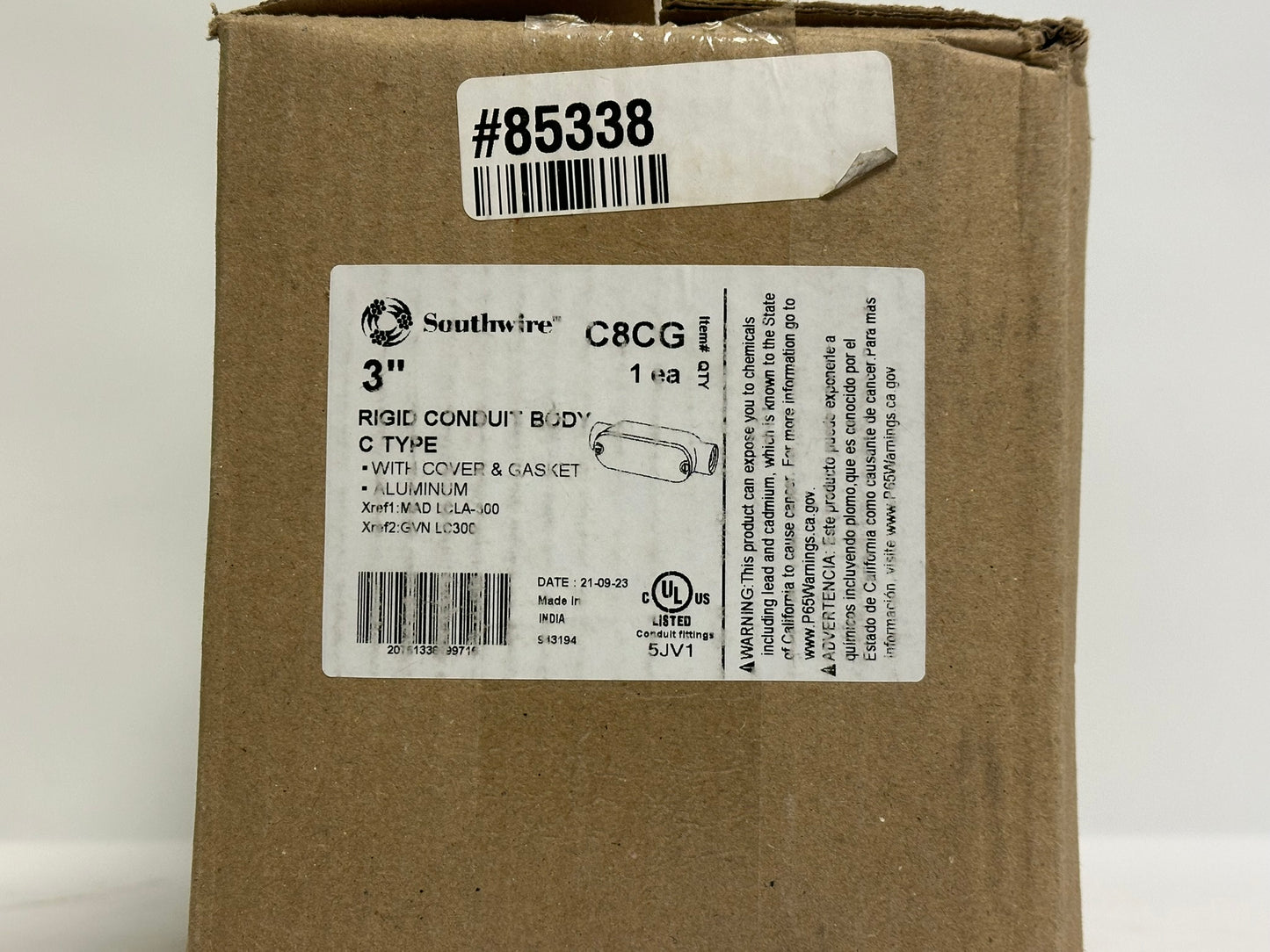 Southwire Topaz (C8CG) 3" C-Type Rigid Conduit Body With Cover And Gasket