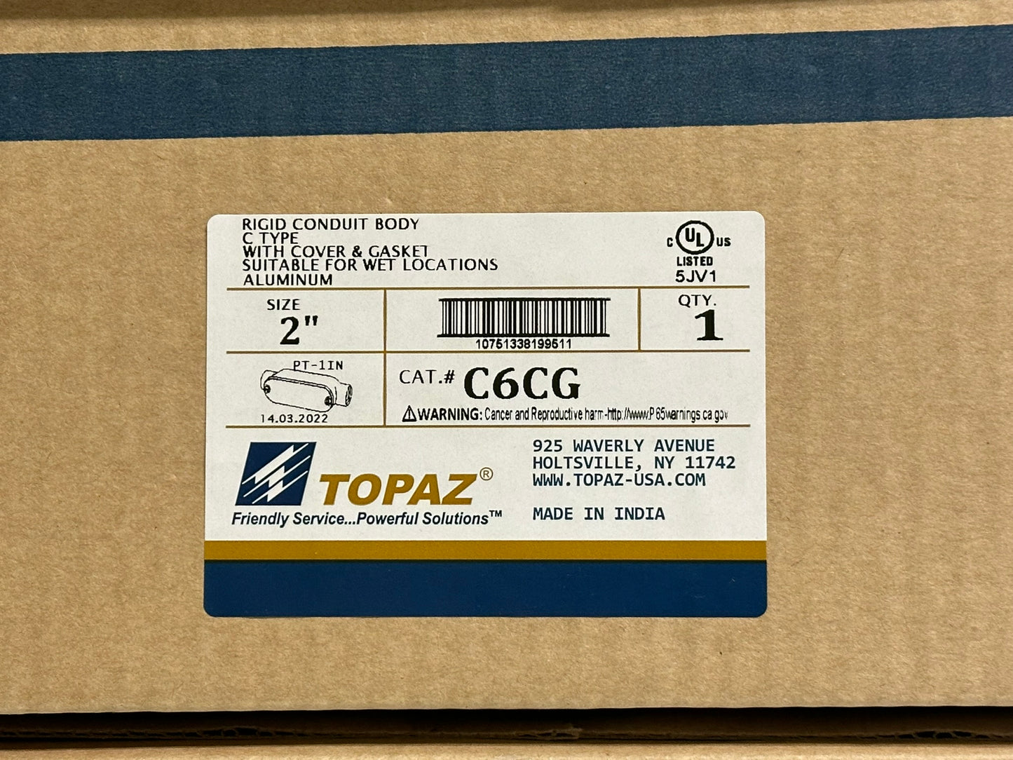 3 PK Southwire Topaz (C6CG) 2" Rigid Conduit Body C-Type Suitable For Wet Locations
