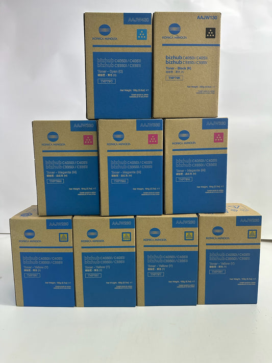 9 OEM Konica Minolta Bizhub C3350i,C3351i CMYK Toners TNP79 (AAJW430,330,230,130)