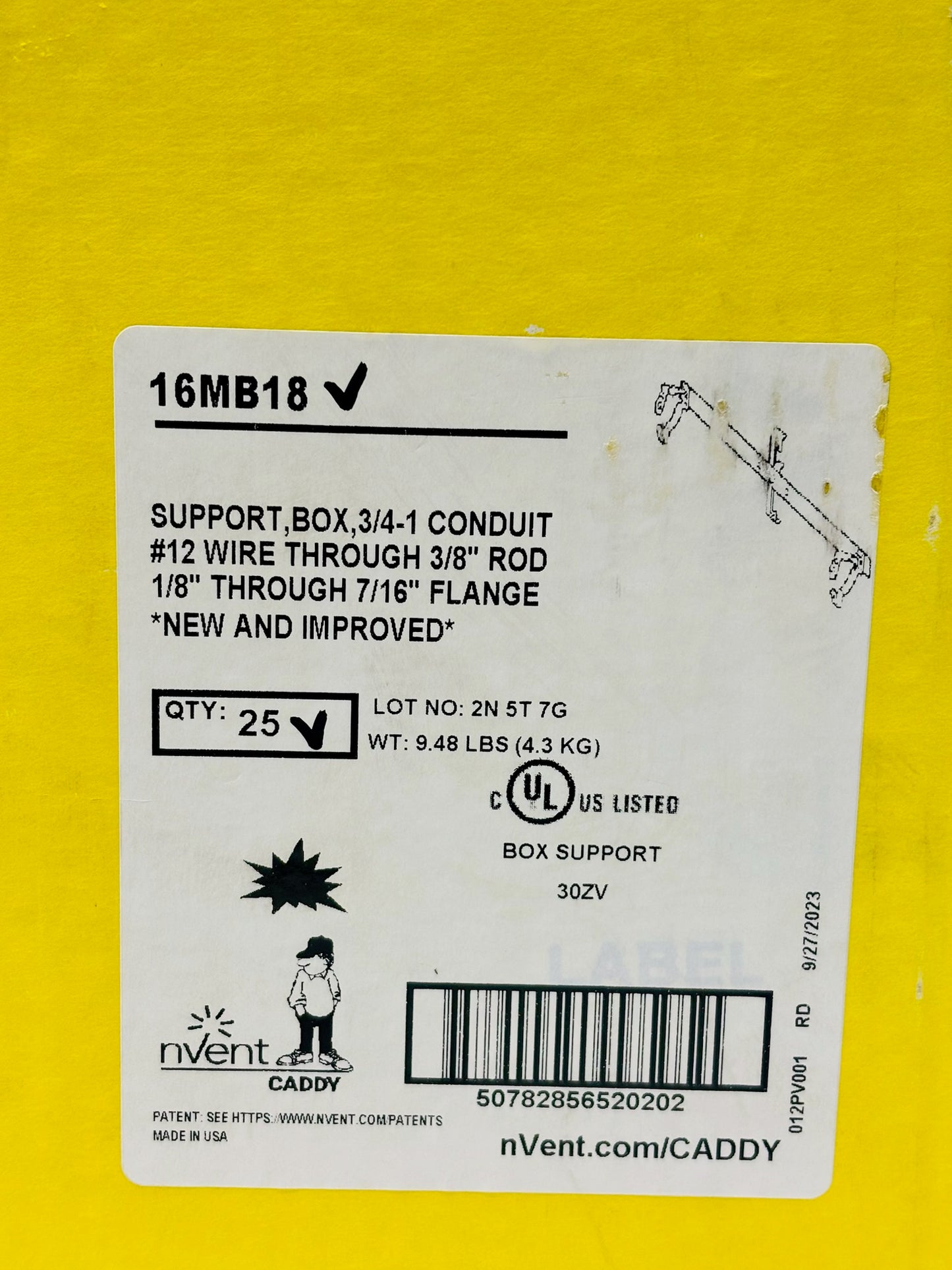 New 25Pk nVent CADDY 16MB18 Box and Conduit Hanger