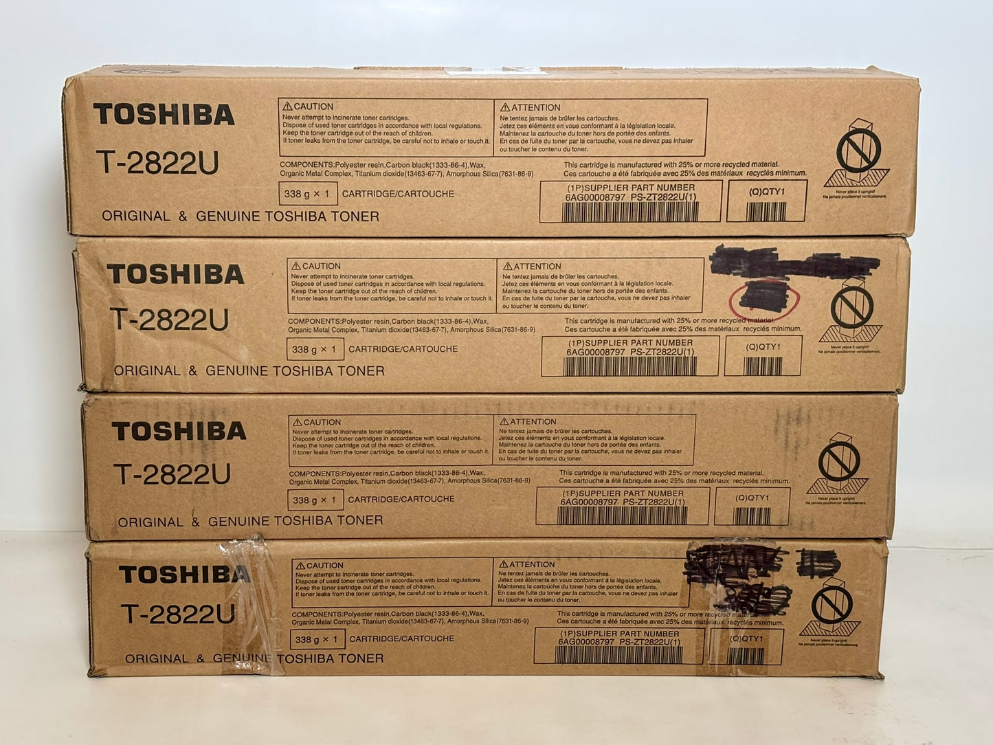 4 OEM Toshiba eSTUDIO 2822AF, 2822AM Black Toners Cartridges T2822U (T-2822U)