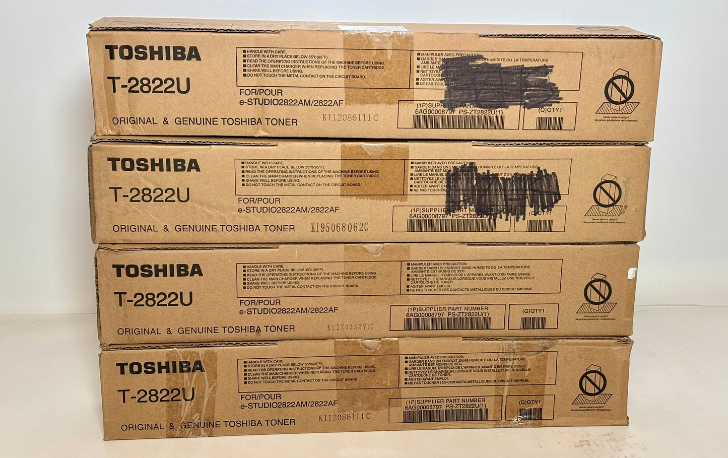 4 OEM Toshiba eSTUDIO 2822AF, 2822AM Black Toners Cartridges T2822U (T-2822U)