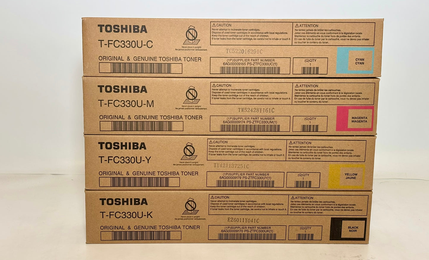 4 OEM Toshiba E STUDIO 330AC,400AC CMYK Toner Cartridges T-FC330U-C,M,Y,K