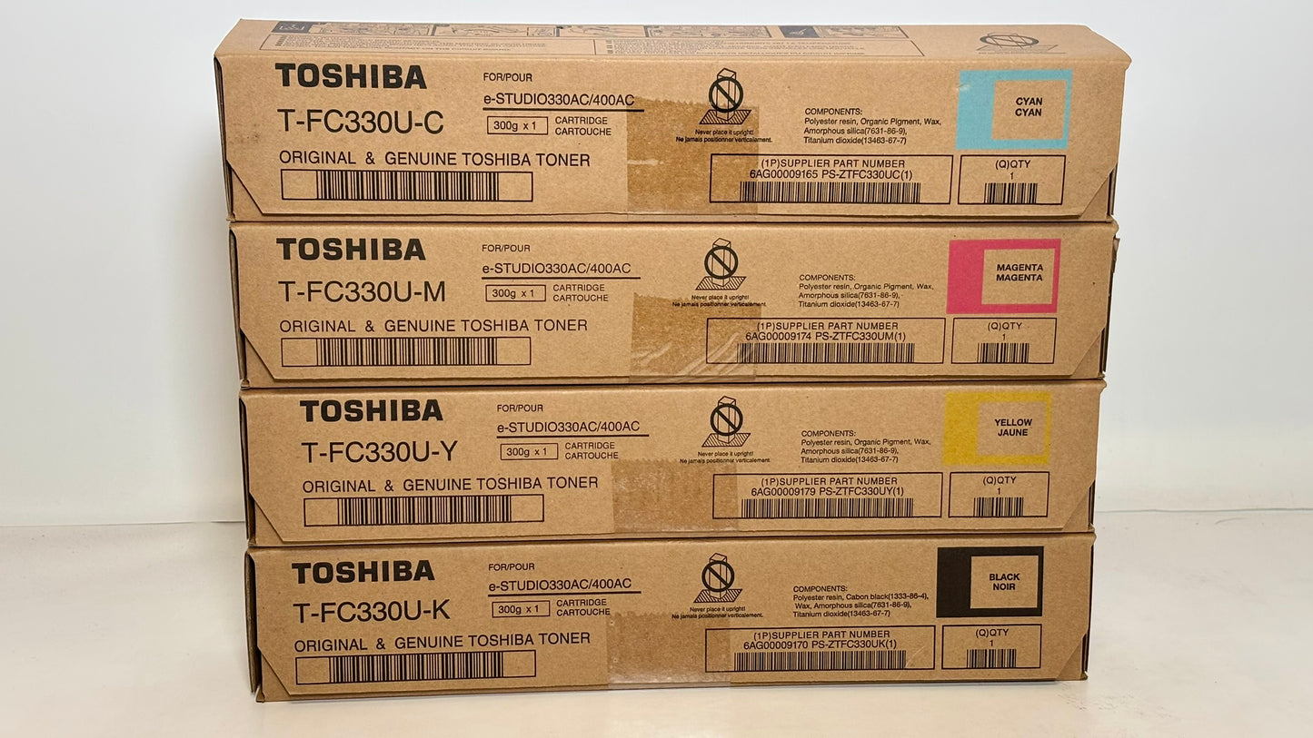 4 OEM Toshiba E STUDIO 330AC,400AC CMYK Toner Cartridges T-FC330U-C,M,Y,K