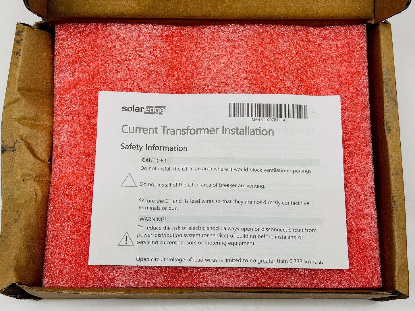 SolarEdge SECT-SPL-225A-T-20-1 Split-Core Current Transformer