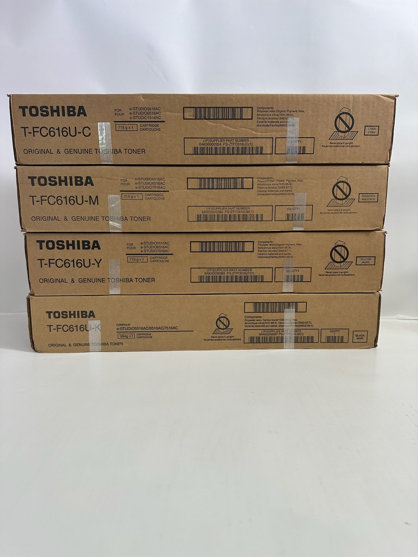 4 OEM Toshiba e-STUDIO 5516AC,6516AC,7516AC CMYK Toner Cartridges  T-FC616U