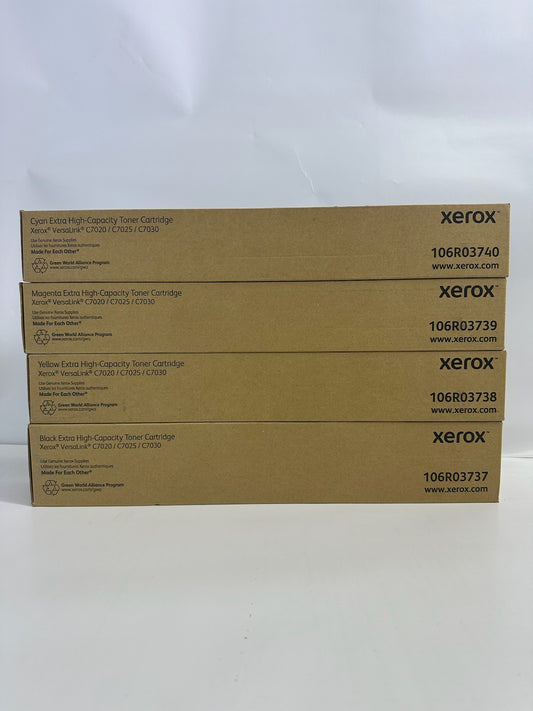 4 New OEM Xerox VersaLink C7020 C7030 CMYK EXTRA High Capacity Toners 106RO3737,38,39,40