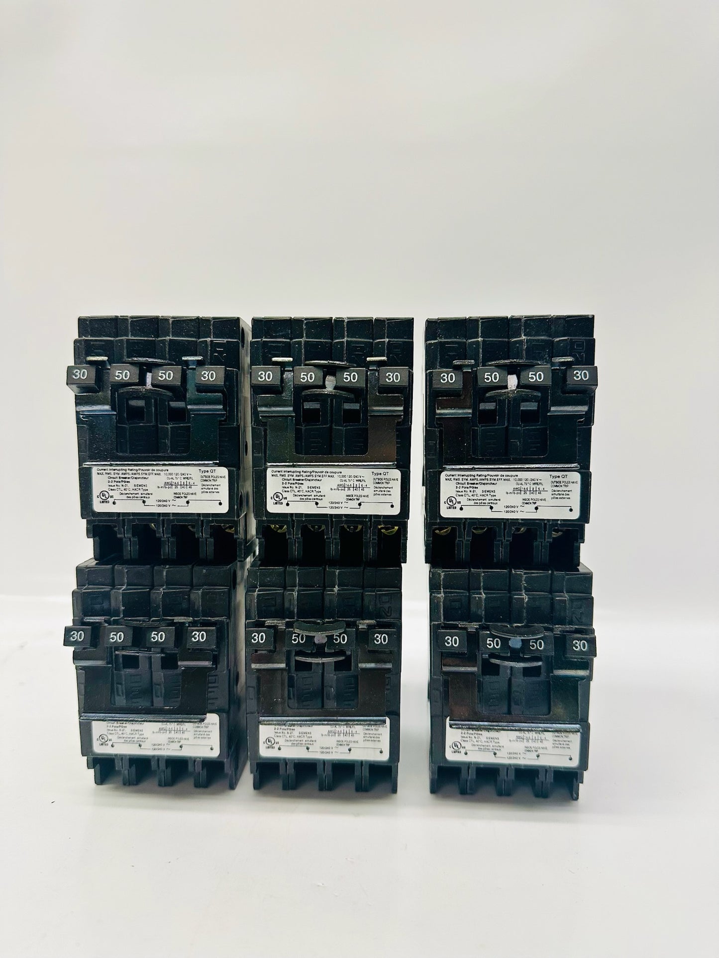 6 Pk Siemens Q23050CT2 Quadplex 30/50A 120/240V Circuit Breaker