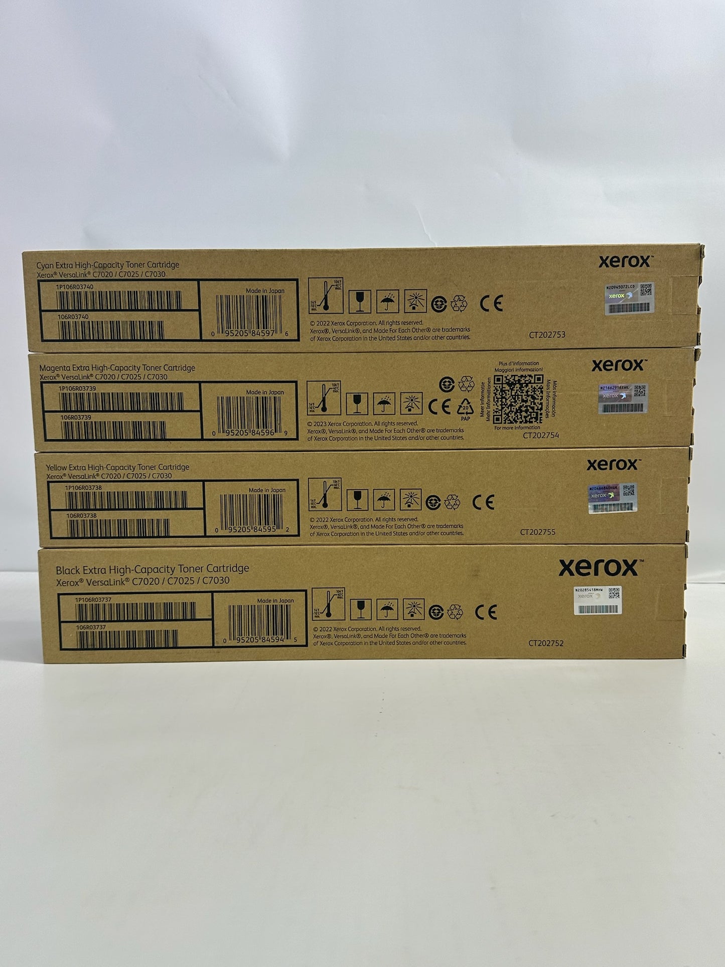 4 New OEM Xerox VersaLink C7020 C7030 CMYK EXTRA High Capacity Toners 106RO3737,38,39,40