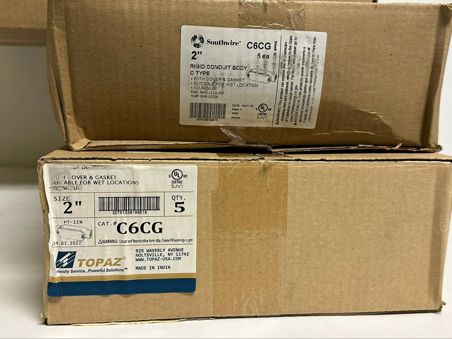3 PK Southwire Topaz (C6CG) 2" Rigid Conduit Body C-Type Suitable For Wet Locations