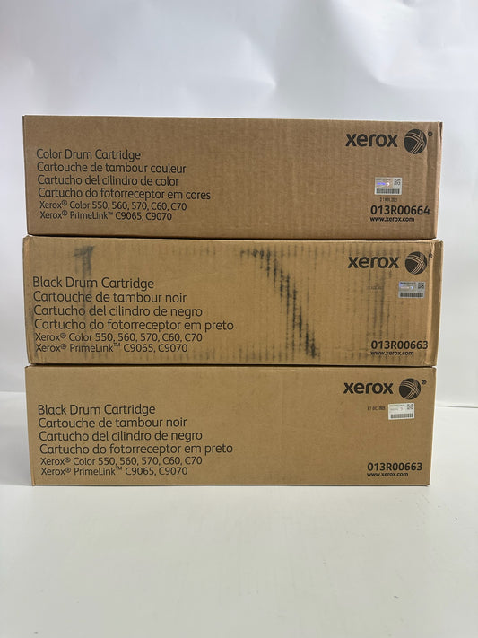 3 Genuine Xerox Color 550,560,570,C60,C70 Drum cartridges 013R00663,013R00664