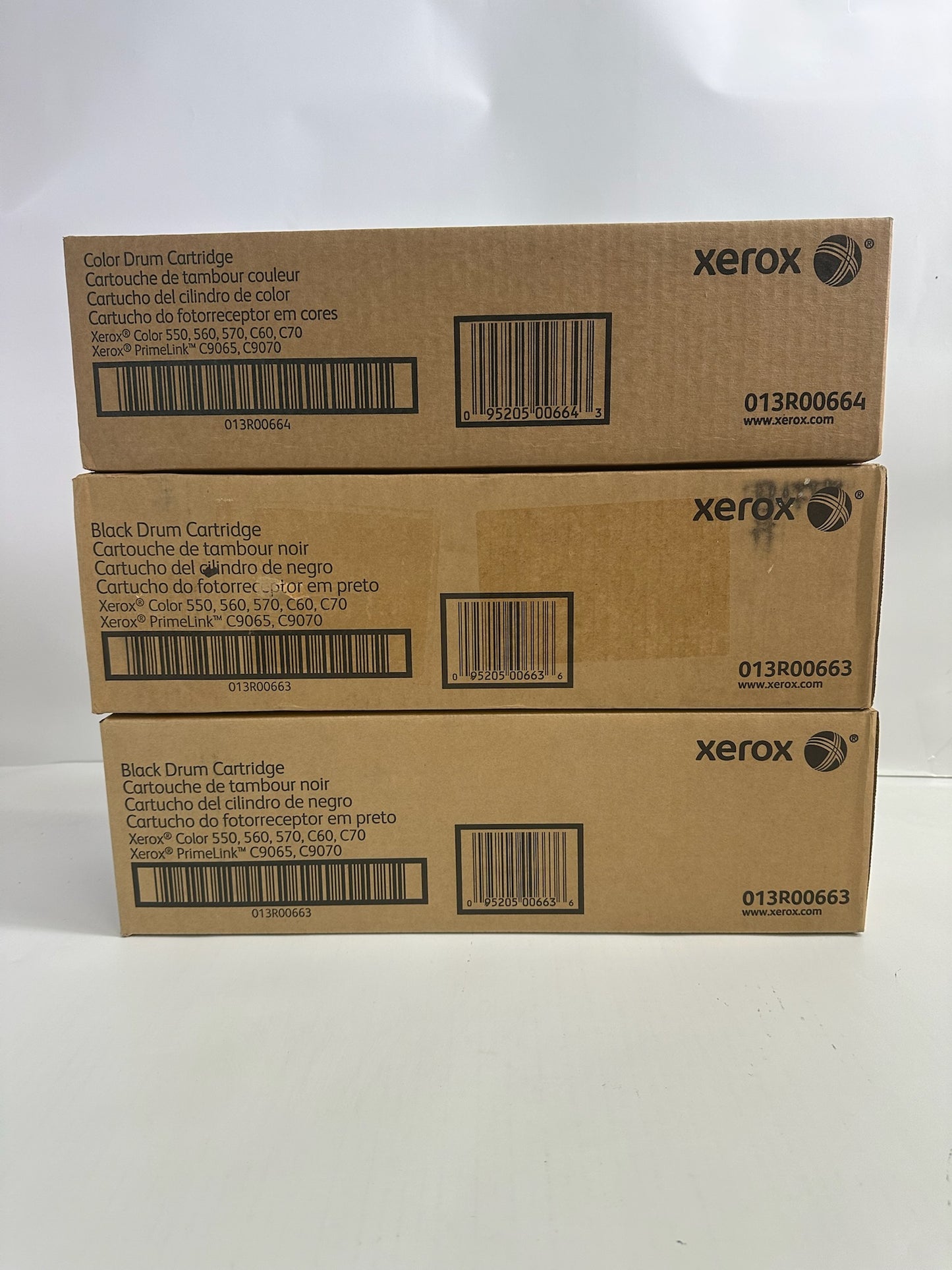 3 Genuine Xerox Color 550,560,570,C60,C70 Drum cartridges 013R00663,013R00664