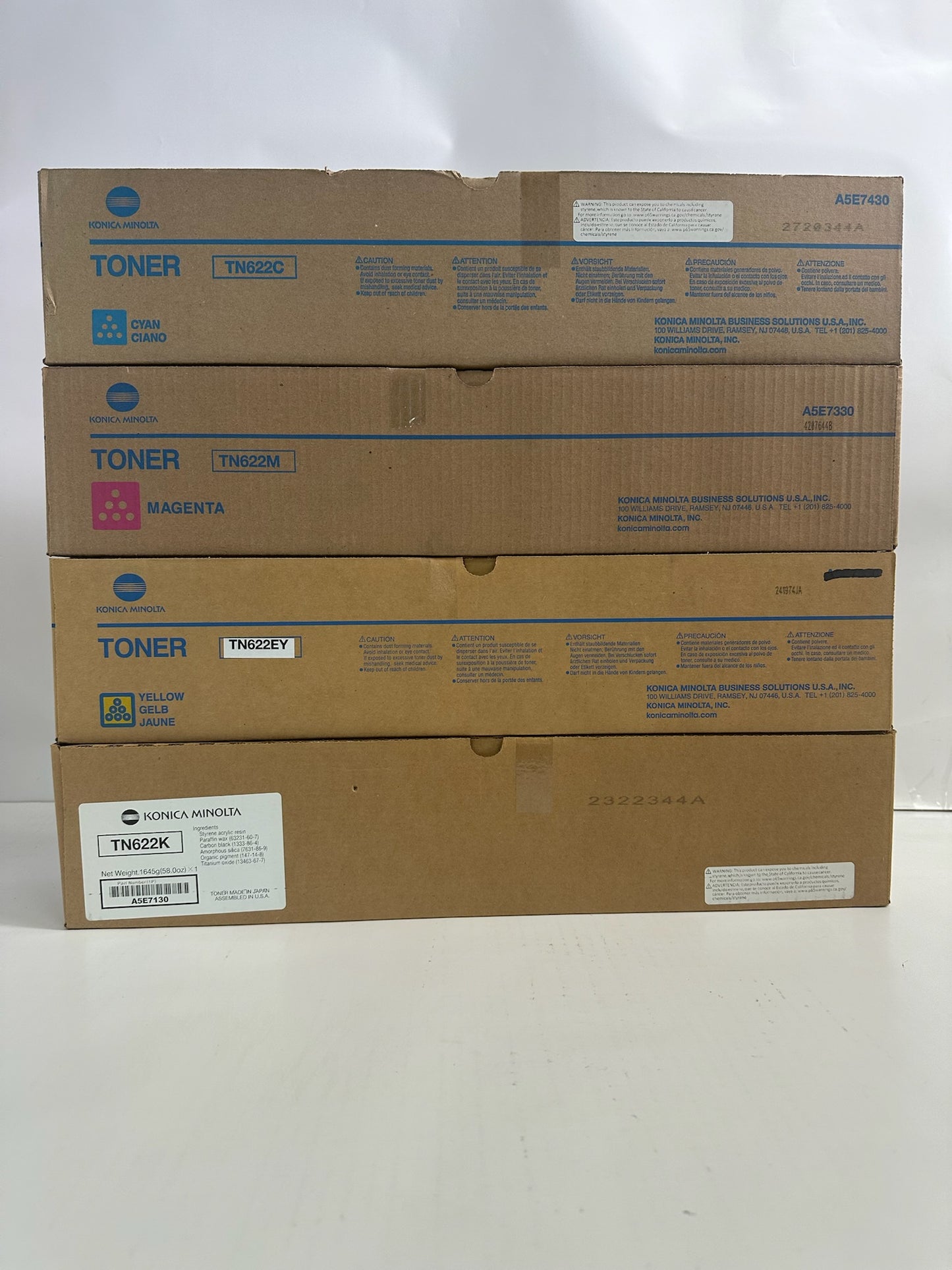 4 Genuine Konica Minolta bizhub Press C1085,C1100 CMYK Toner Cartridges TN622