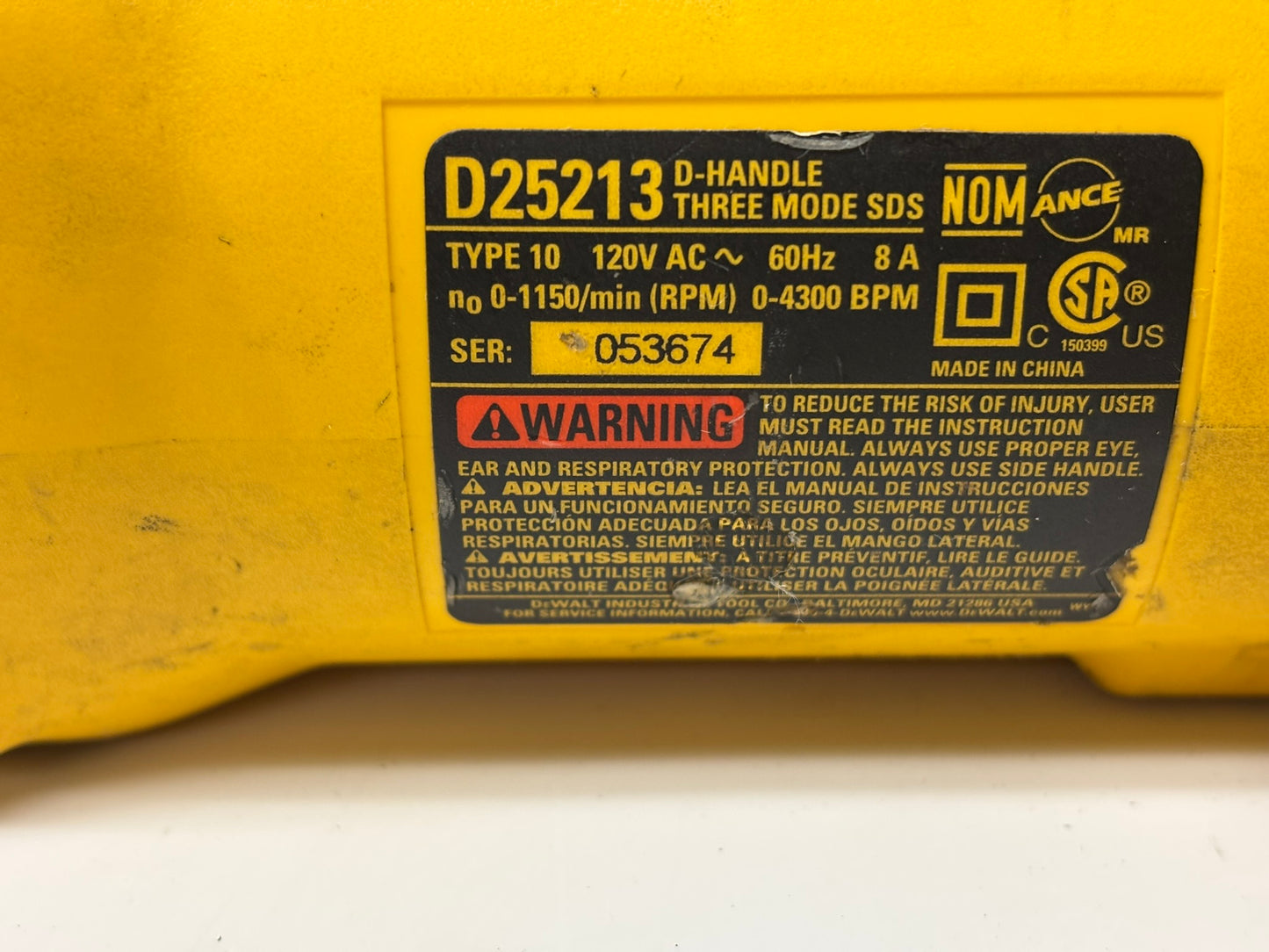 DeWalt D25213 Corded 3-Mode SDS Rotary Hammer