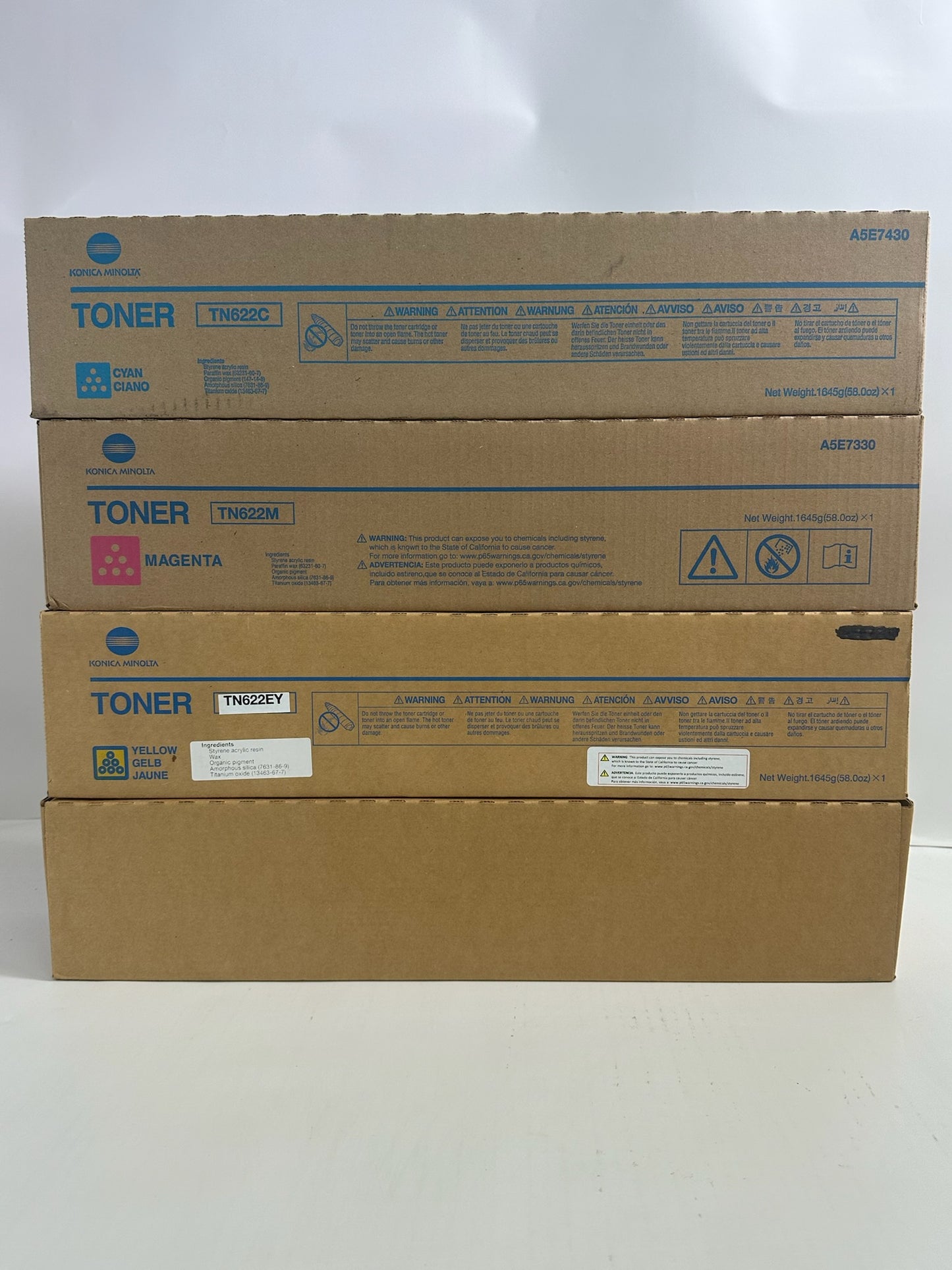4 Genuine Konica Minolta bizhub Press C1085,C1100 CMYK Toner Cartridges TN622
